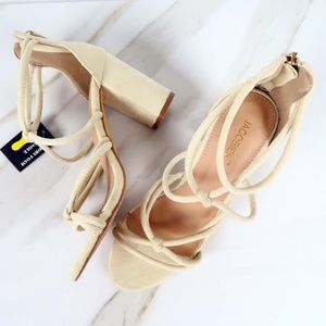 🛑Jacobies Cream Chunky Strappy Heels Memory Foam